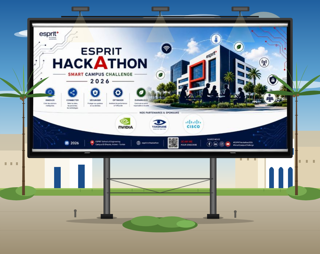 Mockup affichage — Esprit Hackathon Smart Campus Challenge 2026